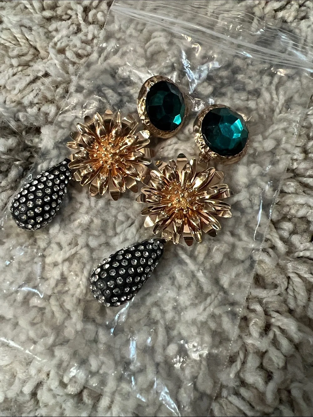 ZARA Gold Flower Dangle Earrings